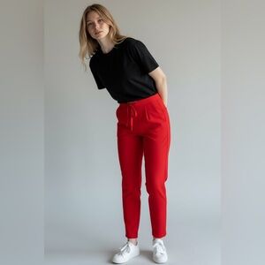 Betabrand Red Crop Tie Front Joggers Women’s size SP